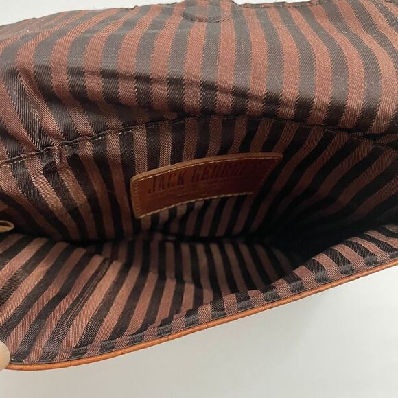 Jack Georges Hornback Croco Wallet On A String Brown Leather Crossbody Purse - Picture 6 of 12